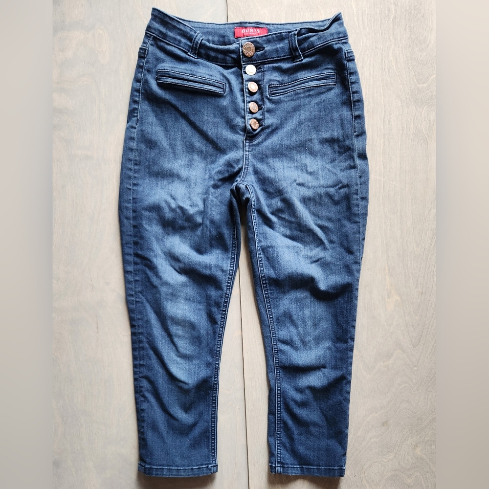 High Waisted Vintage Buttoned Jean Guess Capris 26 Tons Of Stretch. - Picture 11 of 11
